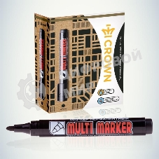 Маркер перманентный Crown Multi Marker, пулевидный 3мм, черный Б0048239
