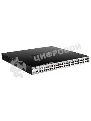 Коммутатор управляемый 2 уровня D-Link DGS-1210-52MPP/ME/B3A PROJ с 48 портами 10/100/1000Base-T и 4 портами 1000Base-X SFP (48 портов с поддержкой PoE 802.3af/802.3at (30 Вт), PoE-бюджет 740 Вт)
