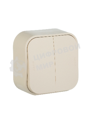 Выключатель Quteo 10A 2-клав., сл. кость Quteo Выключатель 10A 2-клав., сл. кость