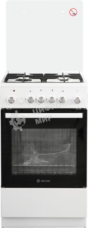 Плита комбинированная De Luxe 5040.41ГЭ (КР) ЧР белый, конфорок 4 шт, духовка 46 л, 50 см x 85 см x 50 см