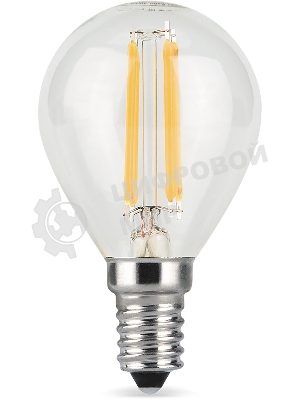 Лампа светодиодная филаментная Gauss Filament 5Вт цок.: E14 свеча 220B св. свеч. бел.нейт. (упак.: 10 шт)