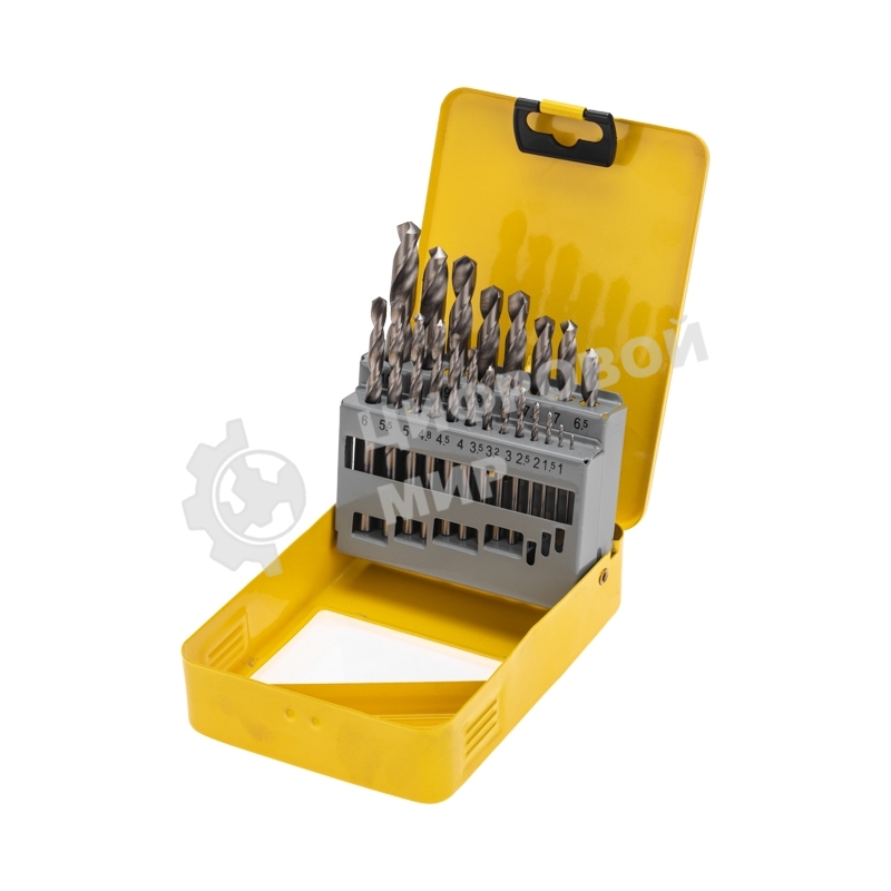 Набор сверл по металлу, 1-10мм (через 0,5мм, 3,2мм, 4,8мм), HSS, цилиндрический хвостовик, металлический кейс, 21 шт. Kranz