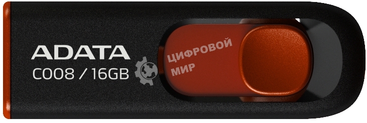 Флешка USB ADATA Classic C008 (AC008-16G-RKD), 16Gb, USB 2.0, R/W 30/6, черный/красный