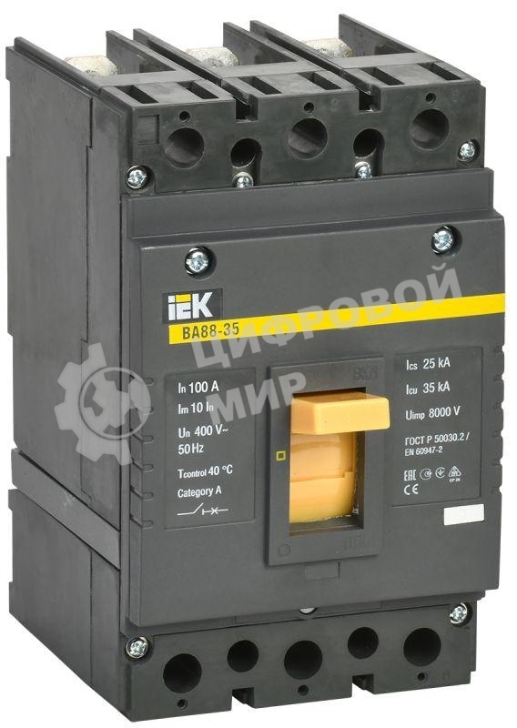 Выключатель автоматический 3п 100А 35кА ВА 88-35 IEK SVA30-3-0100