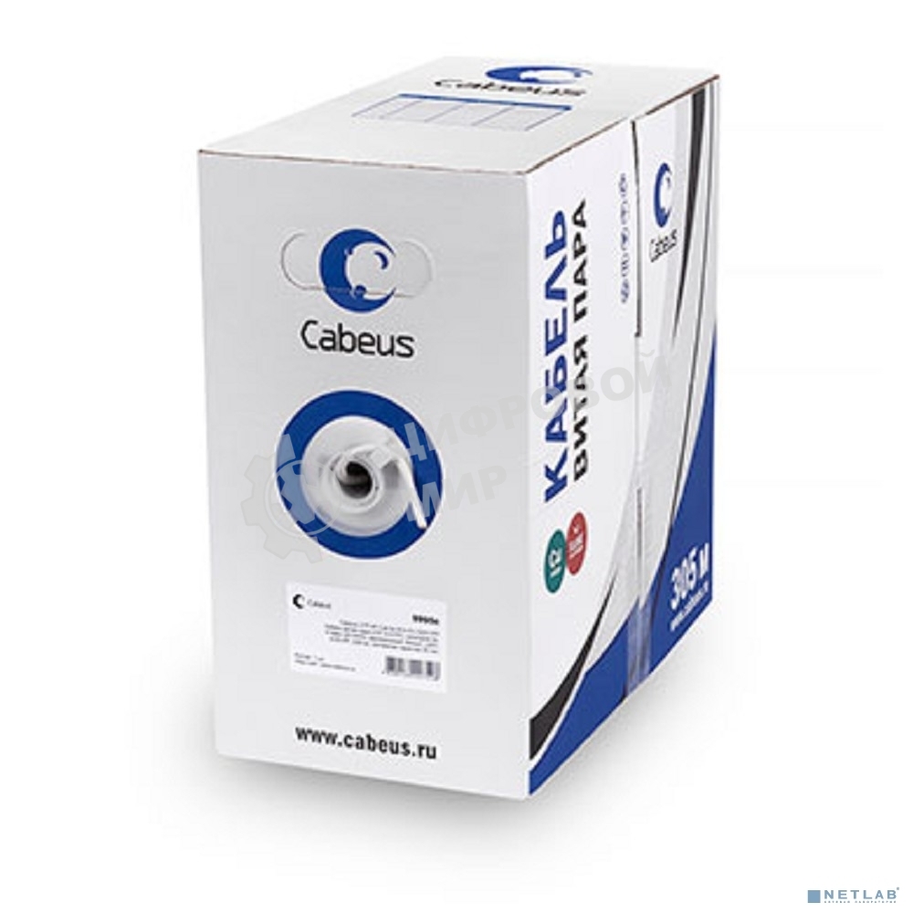 Кабель витая пара Cabeus UTP-4P-Cat.5e-SOLID-GY-LIGHT UTP (U/UTP), категория 5e, 4 пары 0,47мм (24 AWG), PVC нг(А)-LS, серый (305 м)
