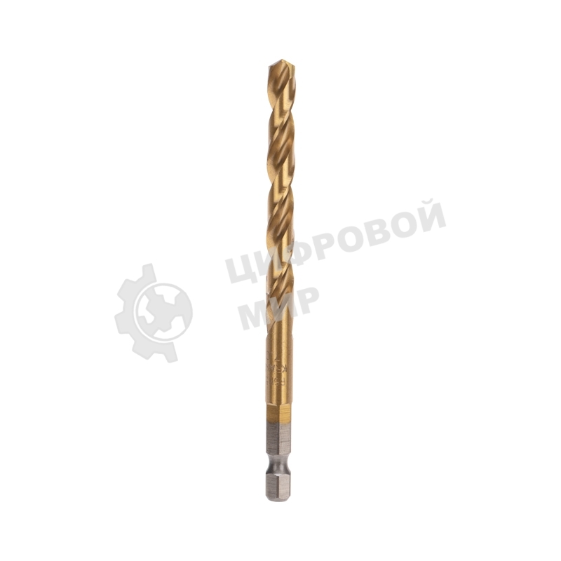 Сверло по металлу Kranz 7мм, Р6М5, ТИТАН, шестигранный хвостовик (1 шт. в упаковке) DIN 338