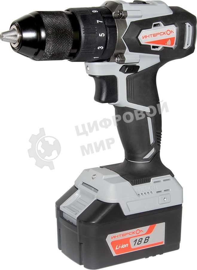 Дрель-шуруповерт ИНТЕРСКОЛ ДАУ-13/18ВК, 18 В, 1,5 Ач, 45 Нм, щеточный, ударный