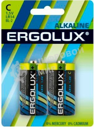 Элемент питания алкалиновый Ergolux LR14 BL-2 LR14 BL-2 1.5В Alkaline (2шт в упаковке)