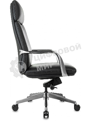 Кресло руководителя Бюрократ VEGA черный кожа крестов. алюминий