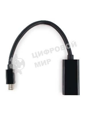 Переходник miniDisplayPort - DisplayPort, Cablexpert A-mDPM-DPF-001, 20M/20F, 16см, черный, пакет