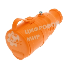 Розетка переносная влагозащищенная Rexant с крышкой, с/з, 16 А, IP44, каучук оранжевая