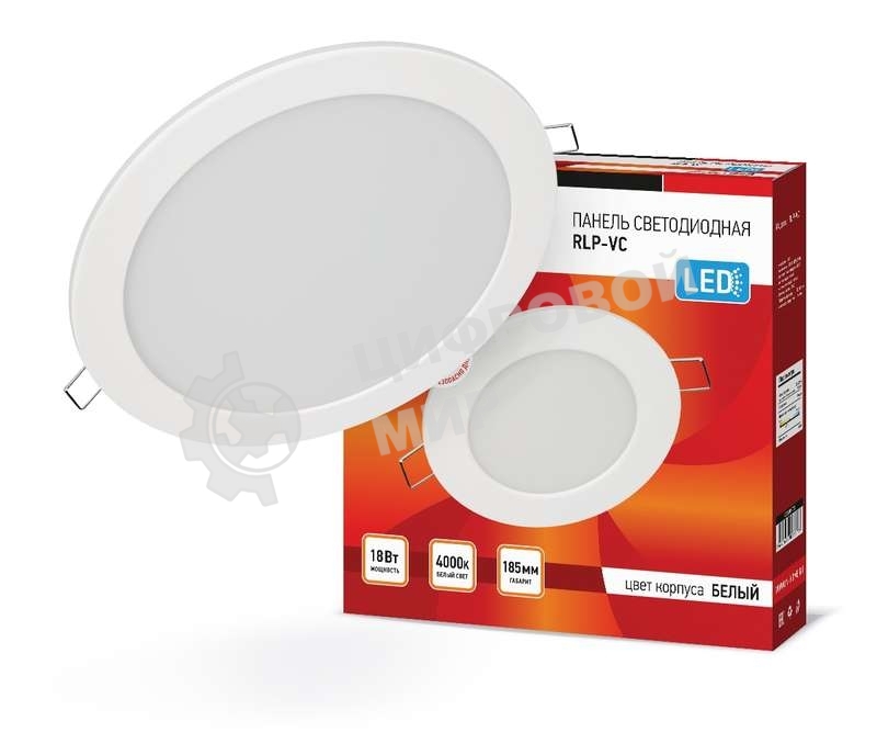 Светильник светодиодный RLP-VC 18Вт 230В 4000К 1440лм 185мм бел. (Аналог Downlight) IP40 IN HOME 4690612023373