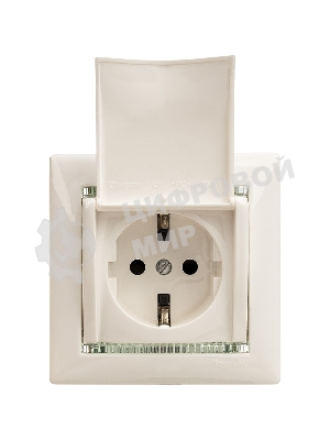 Розетка Valena с заземлением с крышкой (белая)