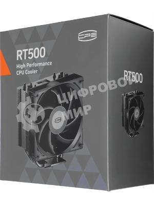 Кулер для процессора PCCooler RT500 BK (240W, 4-pin PWM, LED temp., 152мм, Al/Cu, 5x6мм, 1x120мм, 73.32CFM, 34.9dBA, 2200RPM, S: 1851/1700/1200/115X, AM5/AM4, черный)