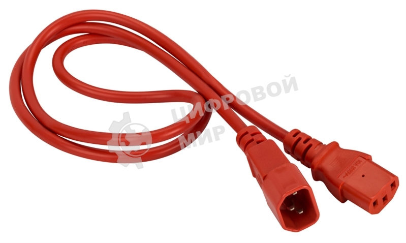 Шнур питания C13-C14, 3х0.75, 220В, 10А, красный, 1.8 метра
