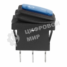 Выключатель клавишный Rexant 250V 6А (3с) ON-OFF синий с подсветкой Mini, влагозащита