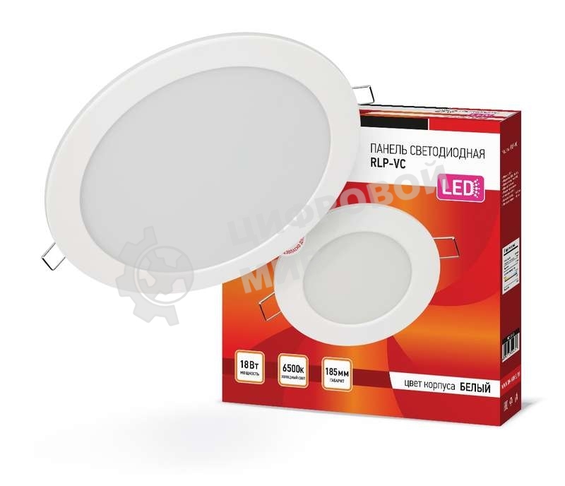 Светильник светодиодный RLP-VC 18Вт 230В 6500К 1440лм 185мм бел. (Аналог Downlight) IP40 IN HOME 4690612024547