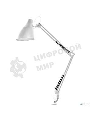 Светильник настольный Camelion KD-335 C01 белый с метал. струбциной, 230V, 40W, E27