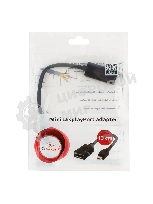 Переходник miniDisplayPort - DisplayPort, Cablexpert A-mDPM-DPF-001, 20M/20F, 16см, черный, пакет
