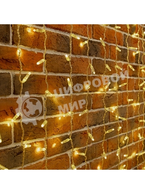 Гирлянда светодиодная Neon-night Занавес 2х9м 1200 LED теплый белый прозрачный ПВХ IP65 эффект мерцания соединяется 230В нужен блок 303-500-1