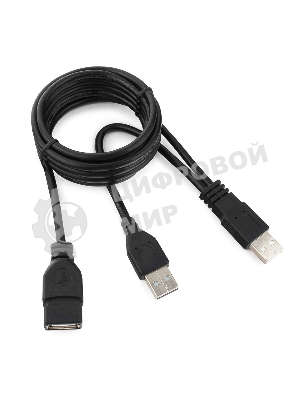 Кабель удлинитель USB 2.0 2xAM/AF 1.8м Gembird PRO, позол.конт., черный, пакет