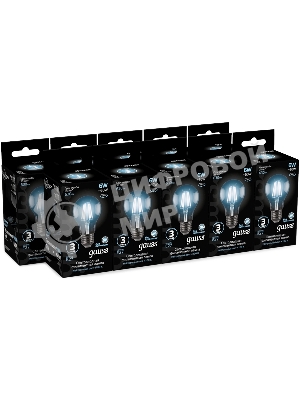 Лампа светодиодная Gauss 102802206LED Filament А60 Е27 6Вт 4100к 1/10/40
