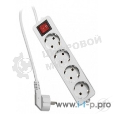 Сетевой фильтр Гарнизон ELB-G4-W-2, 4 евророзетки с выключателем и заземлением, допустимый ток 16А, длина 2 м.