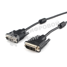 Кабель DVI-D single link Cablexpert CC-DVIL-BK-6, 19M/19M, 1.8м, CCS, черный, экран, феррит.кольца, пакет