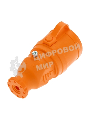 Розетка переносная влагозащищенная Rexant с крышкой, с/з, 16 А, IP44, каучук оранжевая