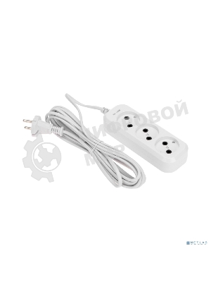Удлинитель 3 гнезда, 5 м, 2х0,75 мм², б/з, белый PROconnect