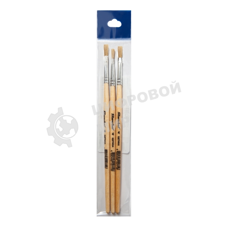 Кисть оформительская Silwerhof 983049 щетина, плоская, №4, ПЛАСТИЛИНОВАЯ КОЛЛЕКЦИЯ, деревянная, лакированная ручка