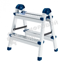 Стремянка Сибртех двухсторонняя 2 ст., сталь профиль, стальные ступени