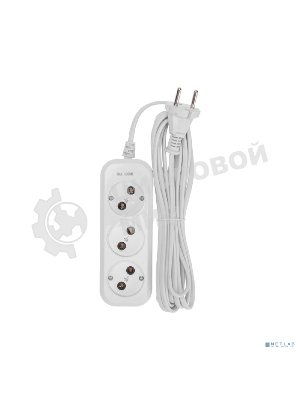 Удлинитель 3 гнезда, 5 м, 2х0,75 мм², б/з, белый PROconnect