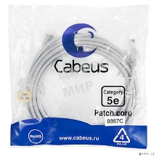 Шнур коммутационный Cabeus, Cat.5e, неэкр., U/UTP, RJ45/RJ45, LSZH, AWG24, 5м, серый