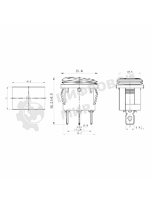 Выключатель клавишный Rexant 250V 6А (3с) ON-OFF красный с подсветкой Mini, влагозащита
