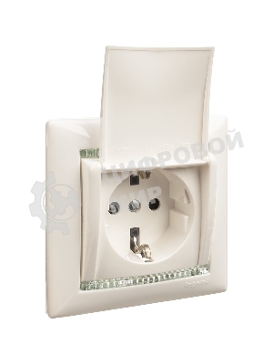 Розетка Valena с заземлением с крышкой (белая)