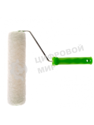 Валик с натуральным мехом Сибртех, с ручкой, 250 мм, ворс 12 мм, D 48 мм, D ручки 6 мм