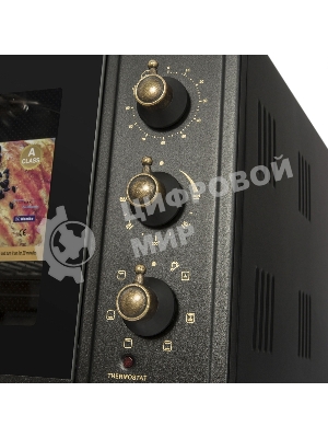 Мини-печь Maunfeld Мини-печь Maunfeld/ширина 60 см, механическое управление, 45 л,конвекция, черный+стекло,фурнитура бронза