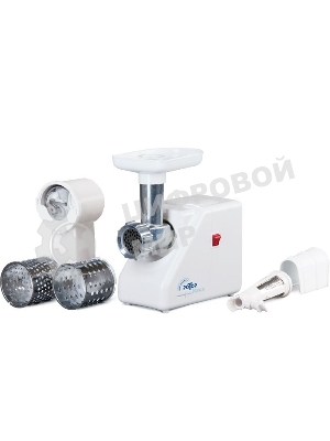 Мясорубка электрическая Ротор Макси ЭМШ 35/300-3 белый, 1500 Вт, 0.6 кг/мин, насадки - 4