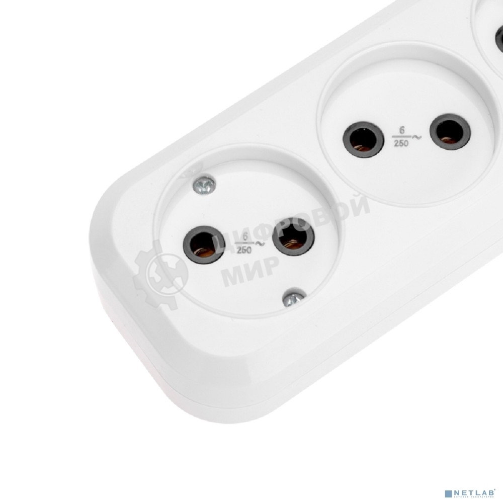 Удлинитель 3 гнезда, 5 м, 2х0,75 мм², б/з, белый PROconnect