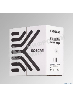 Кабель витая пара KOSCAB КОС-IN-UTP4-5e-PVC-GY U/UTP 5e 4 пары одножильный медь 305м внутренний PVC серый