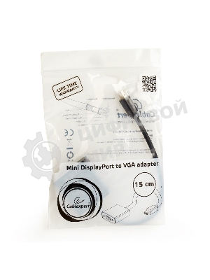 Переходник miniDisplayPort - VGA, Cablexpert A-mDPM-VGAF-02, 20M/15F, длина 15 см, черный, пакет