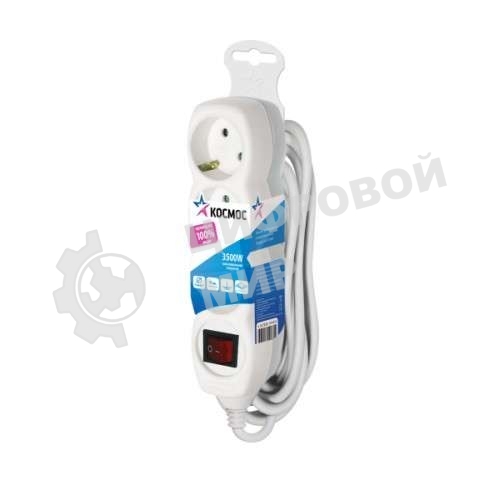 Удлинитель Космос 3х5 м с заземл. 16А IP20 с выкл. ПВС 3х1