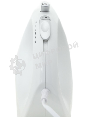 Миксер SUPRA MXS-527 500 Вт.Режим Турбо. 5 скоростей. Две насадки: для взбивания яиц и крема и для замеса тяжелого теста. белый.