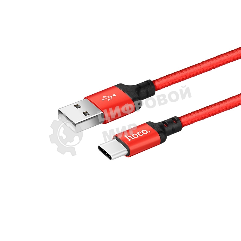 Кабель HOCO X14 USB 2.0, AM/Type-C M, черно-красный, 1м
