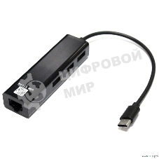 Кабель-адаптер 5bites UA3C-45-09BK USB3.1, 3хUSB2.0, RJ45 100MB, черный