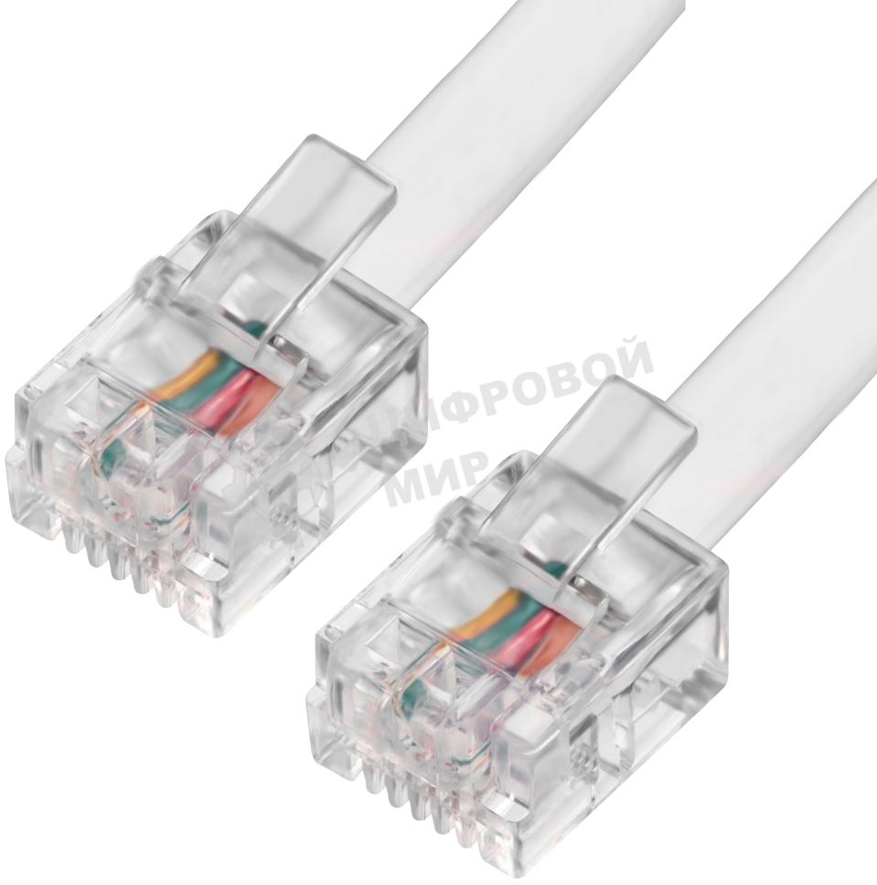 Телефонный шнур Greenconnect удлинитель для аппарата 5.0m GCR-TP6P4C-5.0m, 6P4C (джек 6p4c - jack 6p4c) белый Greenconnect Телефонный шнур удлинитель для аппарата 5.0m GCR-TP6P4C-5.0m, 6P4C (джек 6p4c - jack 6p4c) белый