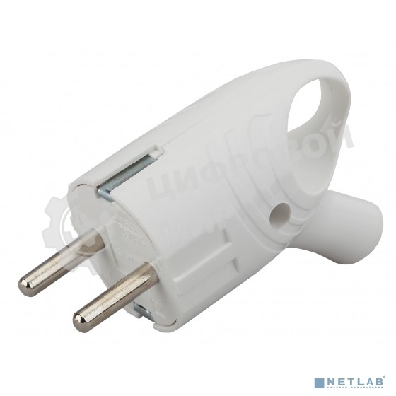 Вилка с/з угловая с кольцом 16A белая ЭРА (24/480/5760)