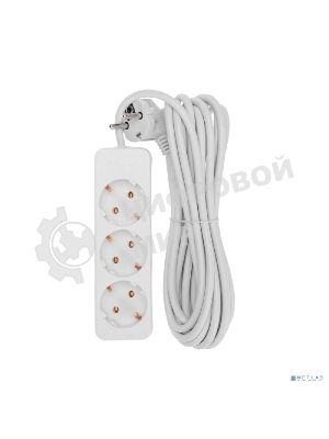 Удлинитель 3 гнезда, 5 м, 3х0,75 мм², с/з, белый PROconnect