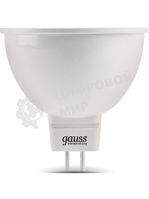 Лампа светодиодная Gauss Elementary MR16 9Вт цок.: GU5.3 спот 220B 2700K св. свеч. бел. теп. MR16 (упак.: 10 шт)